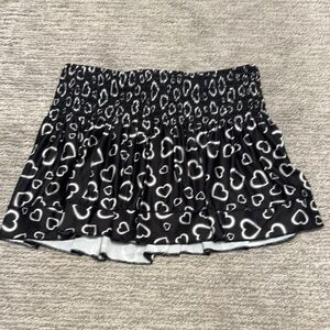 Lucky in Love Black and White Heart Mini Skirt